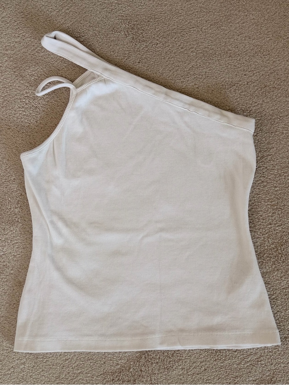 Anthropologie Maeve White Ribbed One Shoulder Asymmetric Tank Top Large
